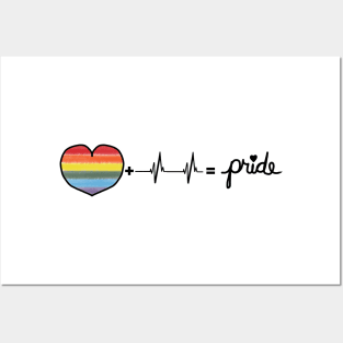 LGBTQIA Heart + Heartbeat = Pride Design Posters and Art